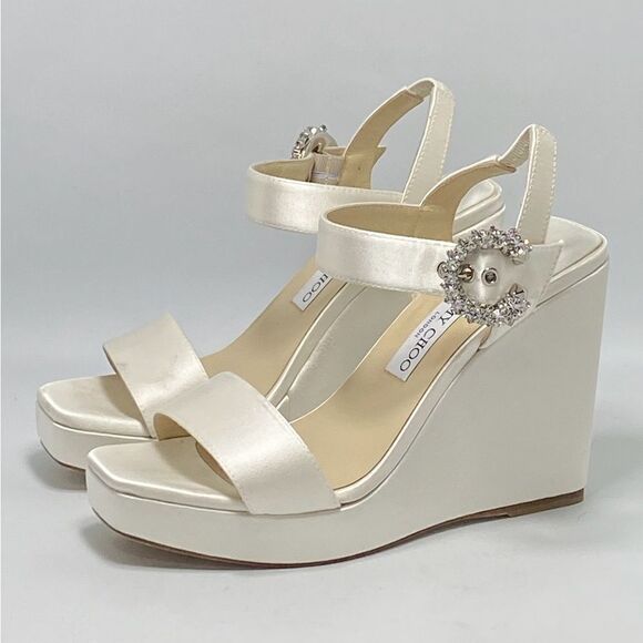 Jimmy Choo Mirabelle Satin Wedge Sandals size 38 - Picture 4 of 13